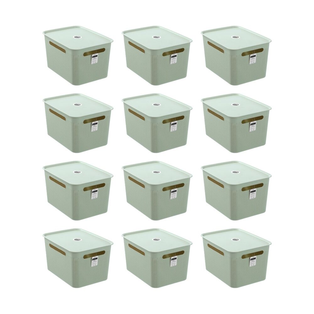 Boxsweden Koi Lidded Home Organiser Storage Container Basket Assorted 16.5L (12 Pack)
