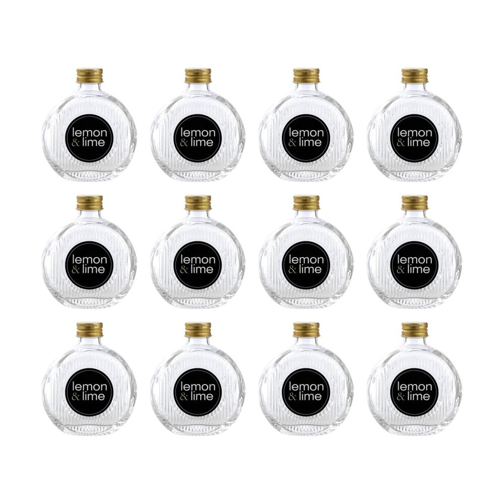 Lemon and Lime Verre Flat Ribbed Glass Reusable Food Container Gold 200ml (12 Pack)
