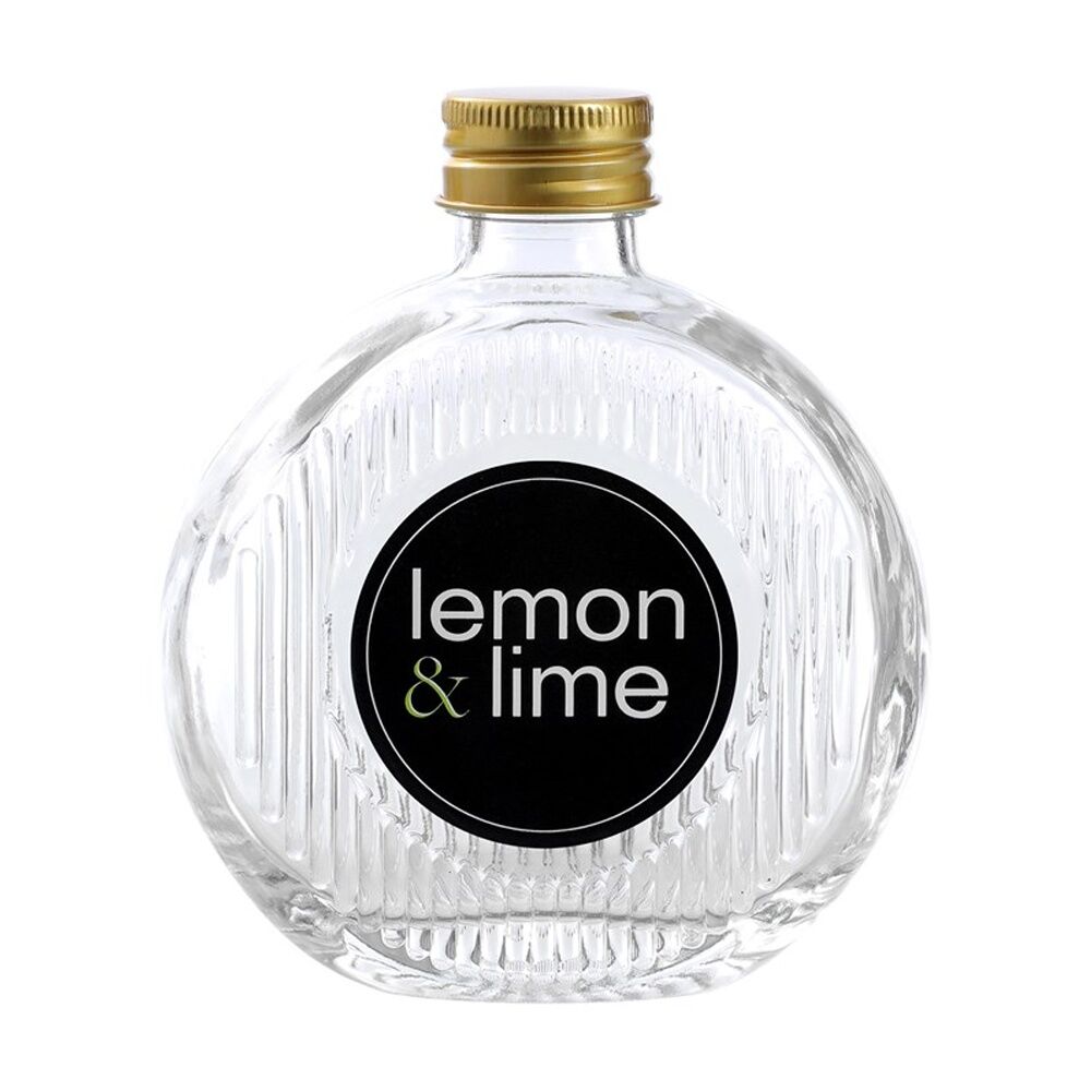 Lemon and Lime Verre Flat Ribbed Glass Reusable Food Container Gold 200ml