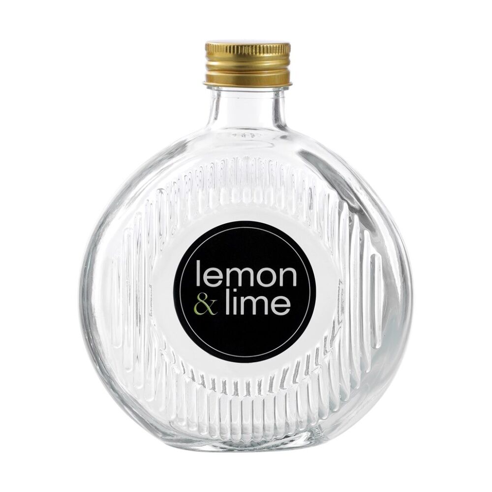 Lemon and Lime Verre Flat Ribbed Glass Reusable Food Container Gold 350ml (12 Pack) — image 2