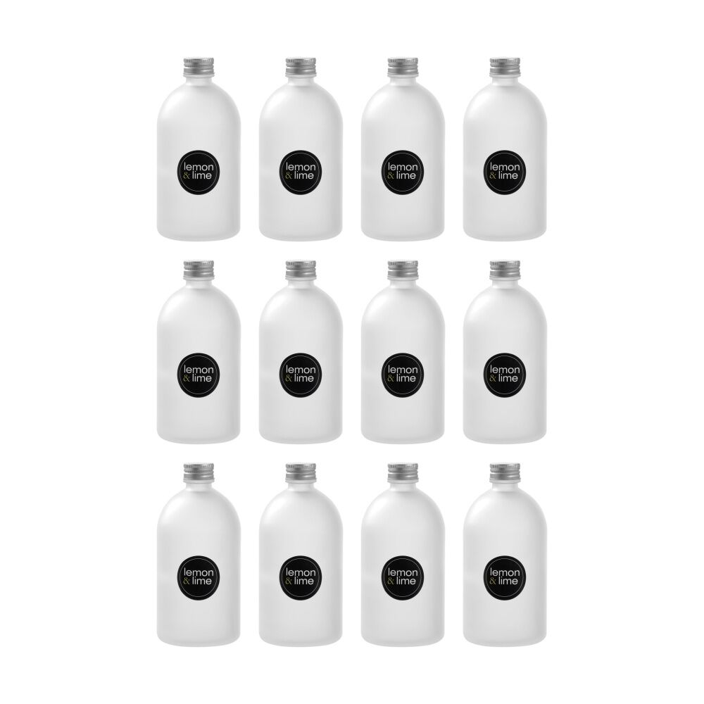 Lemon and Lime Verre Frost Glass Reusable Food Container Lid Silver 500ml (12 Pack)
