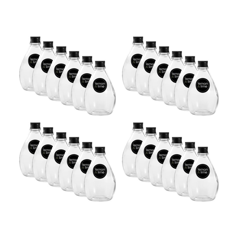 Lemon and Lime Verre Bulb Glass Reusable Food Container Lid Black 280ml (24 Pack)