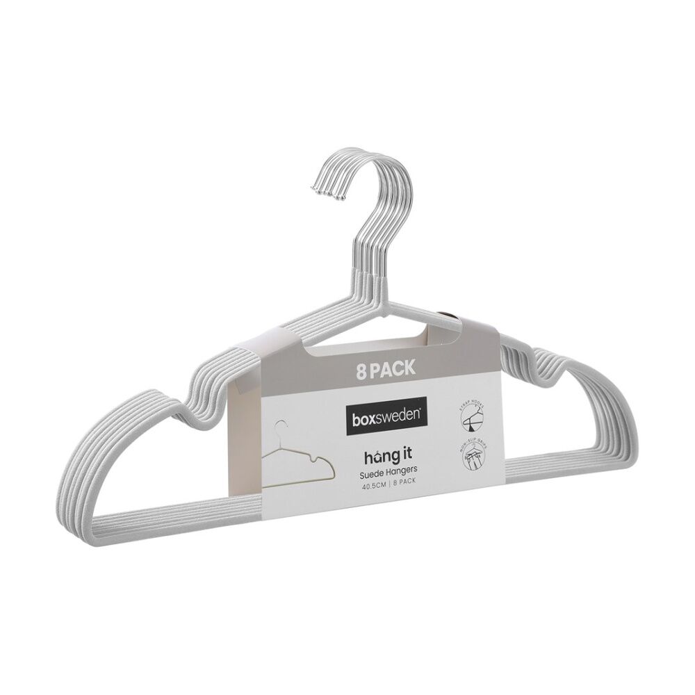 Boxsweden 8PK Boxsweden Hangit Suede Wardrobe Clothes Hangers Non-Slip 40.5cm (12 Pack) — image 3