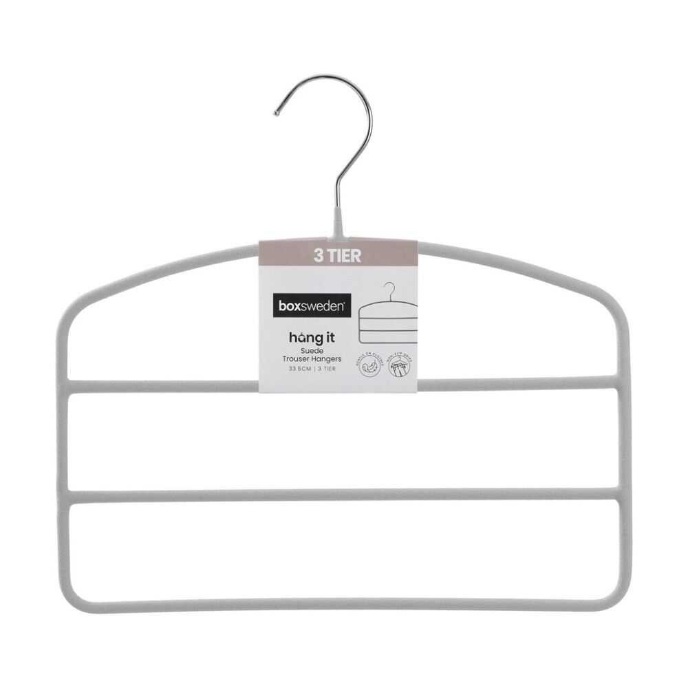 Boxsweden Hangit Suede 3 Tier Trouser Wardrobe Clothes Hanger Organiser (12 Pack) — image 2
