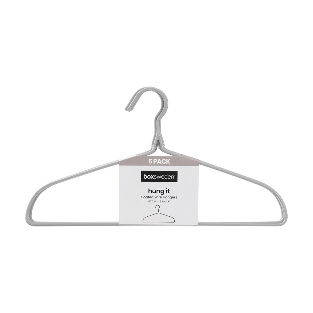 Boxsweden Hangit Coated Wire Wardrobe Clothes Hangers 43cm Assorted (6 Pack) — image 5