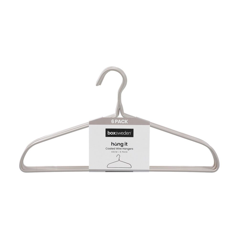 Boxsweden Hangit Coated Wire Wardrobe Clothes Hangers 43cm Assorted (6 Pack)