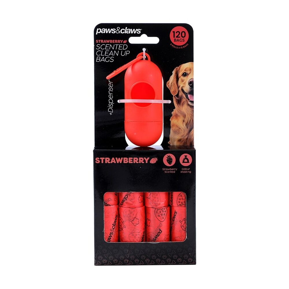 Paws and Claws Scented Poop Bags With Dispenser Assorted (120 Pieces)