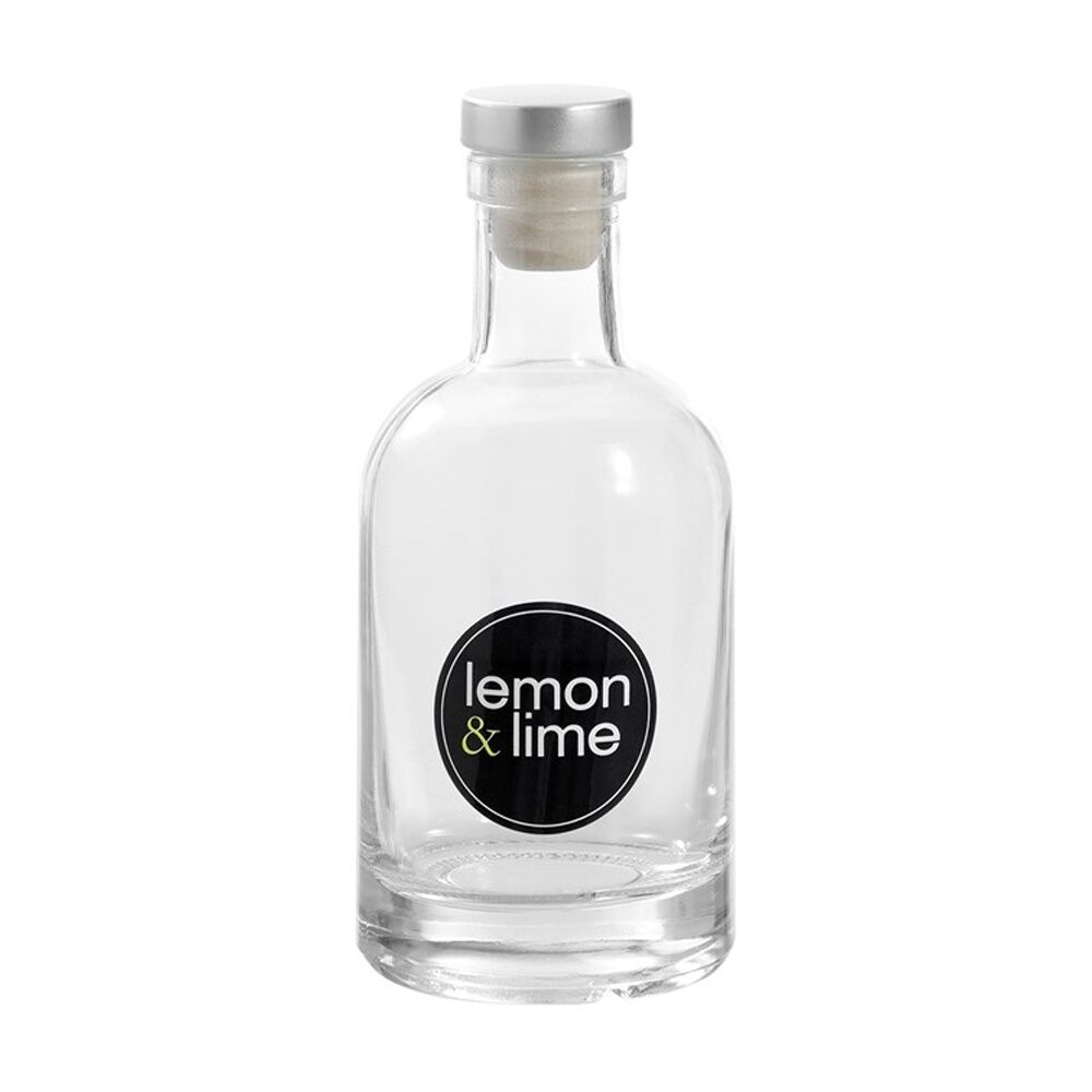 Lemon and Lime Verre Round Glass Bottle Reusable Food Container 200ml