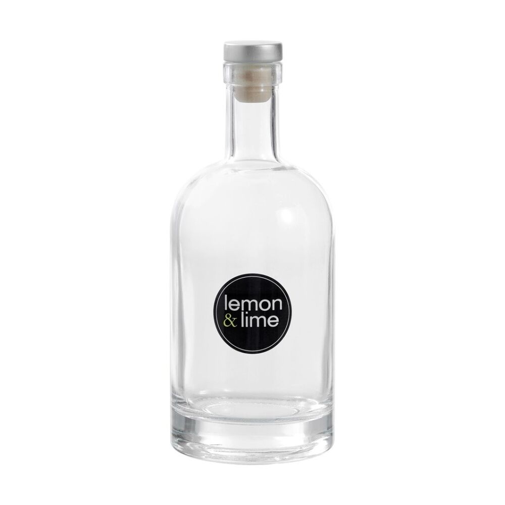 Lemon and Lime Verre Round Glass Bottle Reusable Food Container 500ml