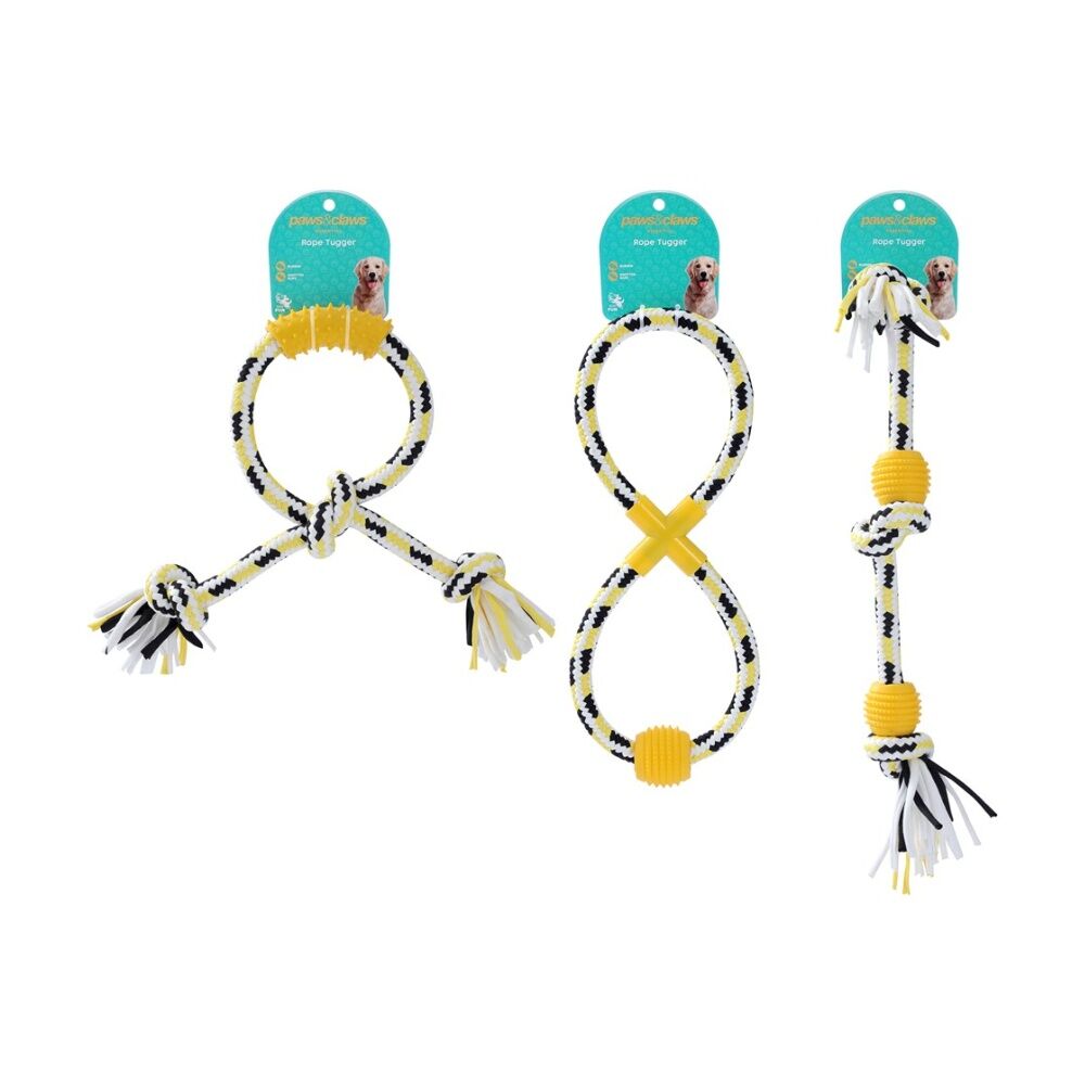 Paws and Claws 3pc Paws And Claws Pet Dog Rope Rubber Tuggers Toy Set 50cm 37cm 33cm (12 Pack) — image 2