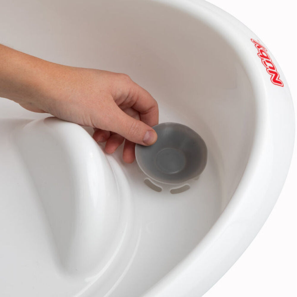 Nuby White/Grey Baby Bath Soft Foam Headrest Built-In Seat Anti-Slip Base 0m+ — image 2