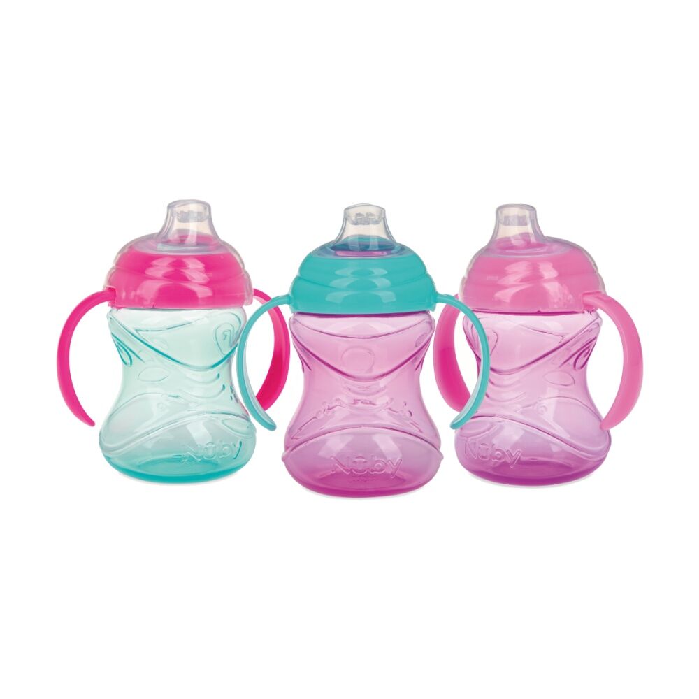 Nuby Clik-It 2 Handle Cup No-Spill Spout Kids Bottle 300ml Multicolour (3 Pieces)