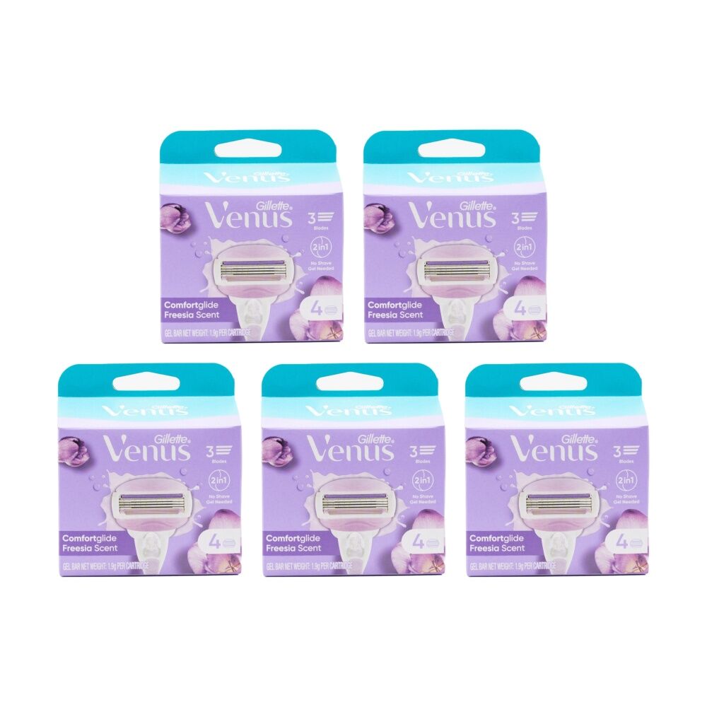 Gillette 4pc Gillette Venus Comfort Glide 3 Blade Razor Cartridge Freesia Scent (5 Pack)