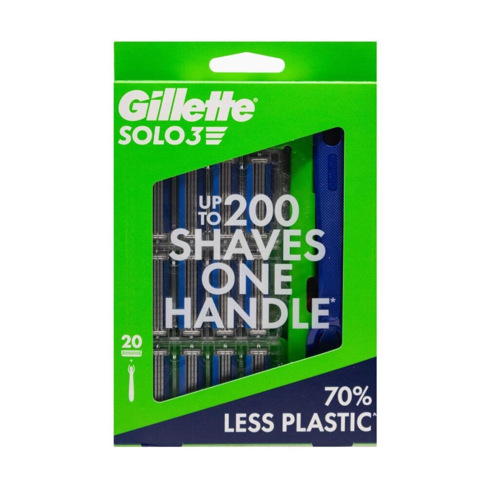 Gillette 20pc Gillette Solo3 Disposable Shaving Razors w/ Reusable Handle Blue (3 Pack) — image 2