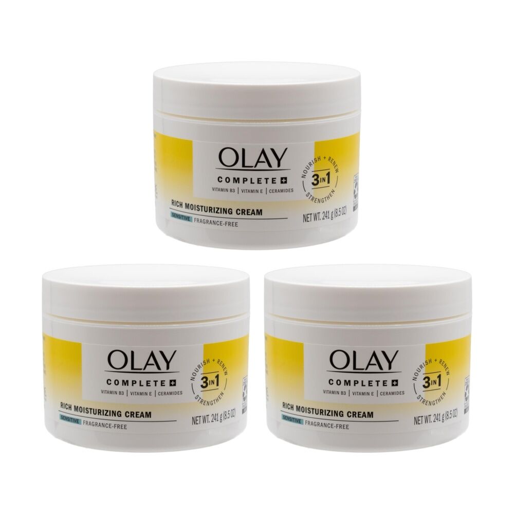 Olay 3-in1 Nourish Renew & Strengthen Hydrating Rich Moisturising Cream 241g (3 Pack)