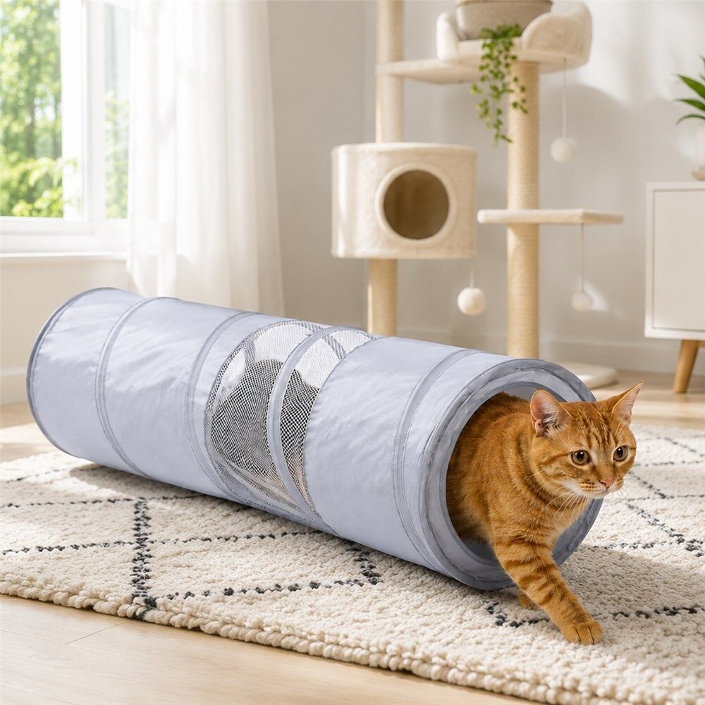 Paws and Claws Pounce Collapsible Pet Cat Toy Tunnel - Easy Assemble And Store With Crinkle Material - 86X26.5CM Assorted Colours 86x26.5cm — image 4