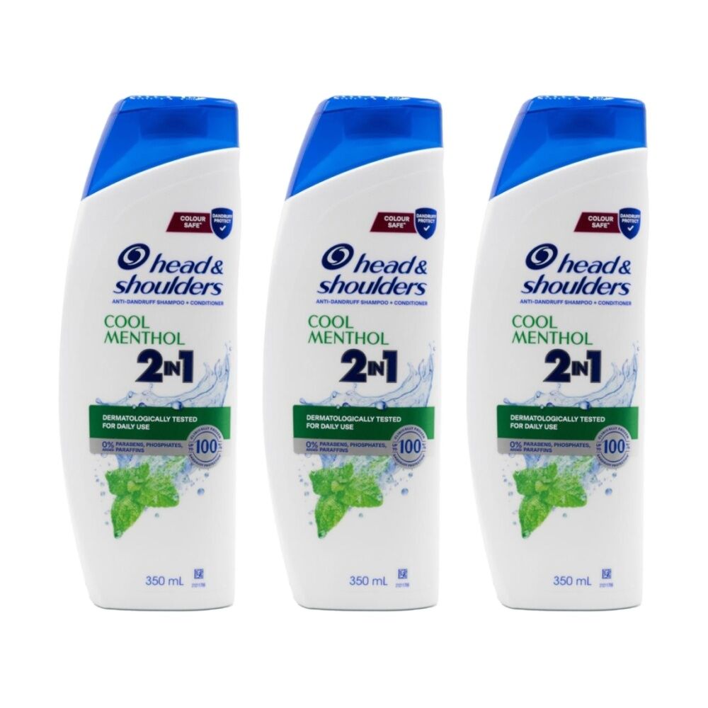 Head & Shoulders 2 in 1 Shampoo Conditioner Anti Dandruff Cool Menthol 350ml (3 Pack)
