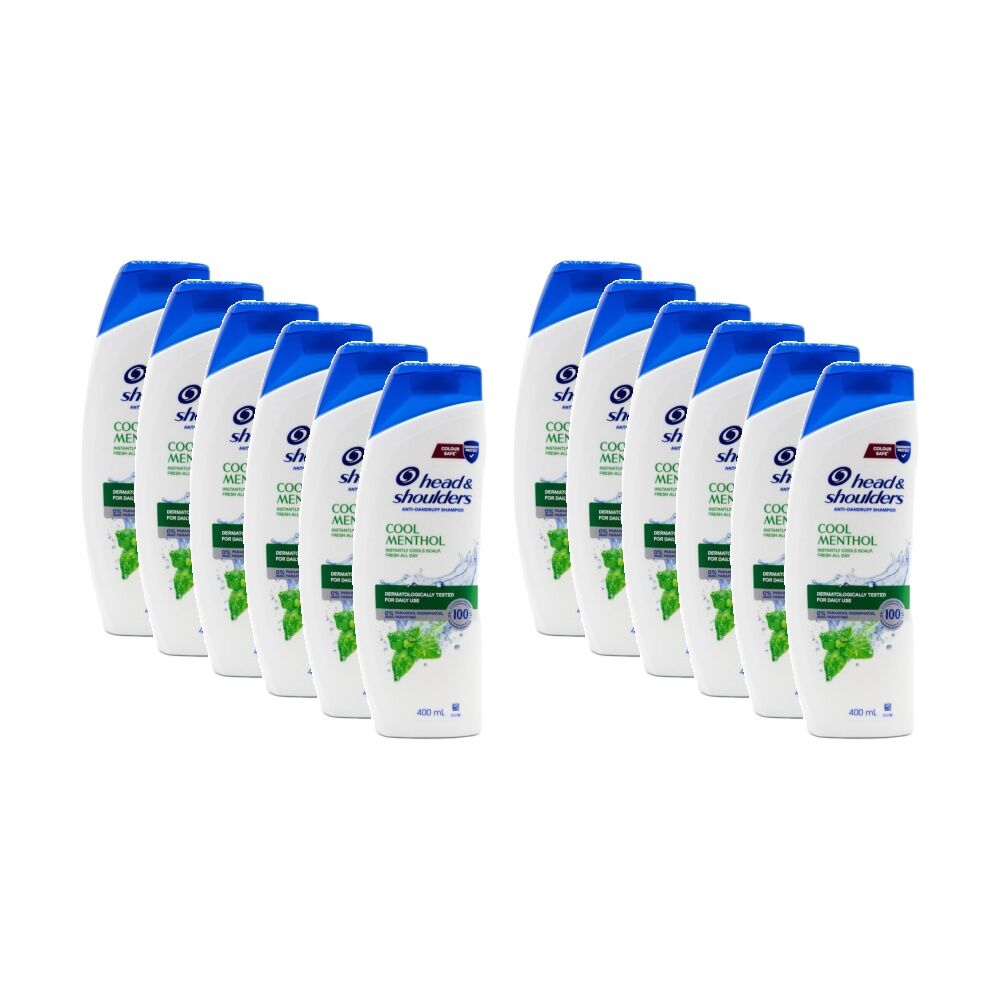Head & Shoulders Anti Dandruff Cool Menthol Shampoo 400ml (12 Pack)