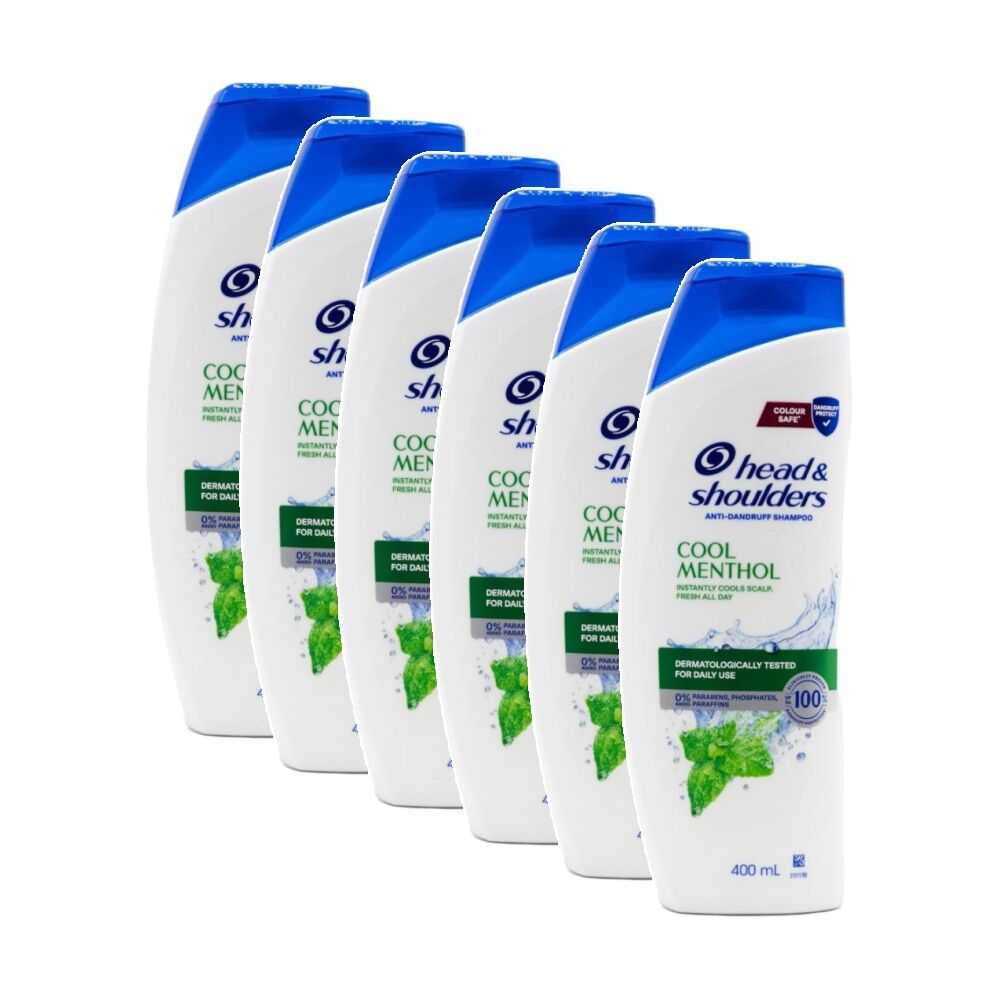 Head & Shoulders Anti Dandruff Cool Menthol Shampoo 400ml (6 Pack)