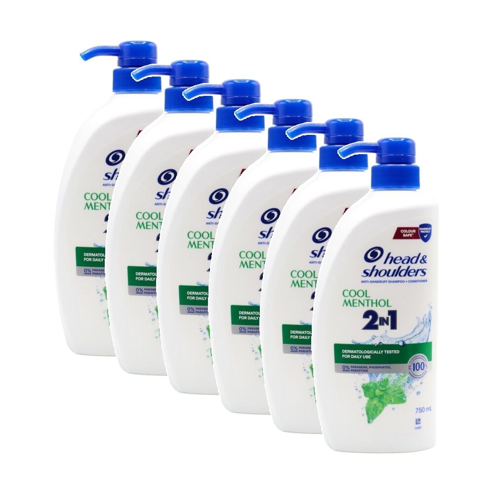 Head & Shoulders Cool Menthol 2 In 1 Shampoo Conditioner 750ml (6 Pack)