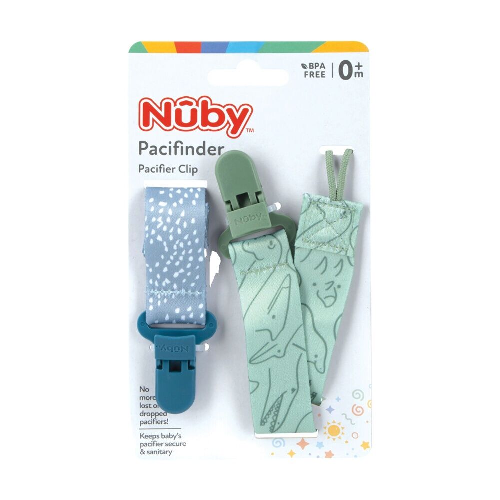 Nuby 2pc Nuby Pacifinder Dummy Clips Baby Accessories Dot/Dino Pattern 0m+ (4 Pack) — image 2