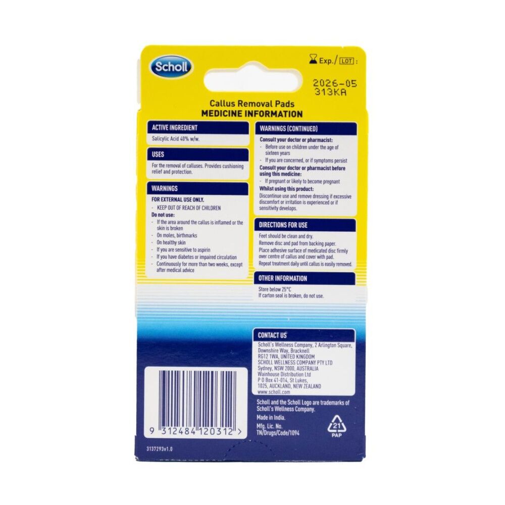 Scholl 4pc Scholl Callus Removal Pads Medicated Disc System Extra Soft (12 Pack) — image 3