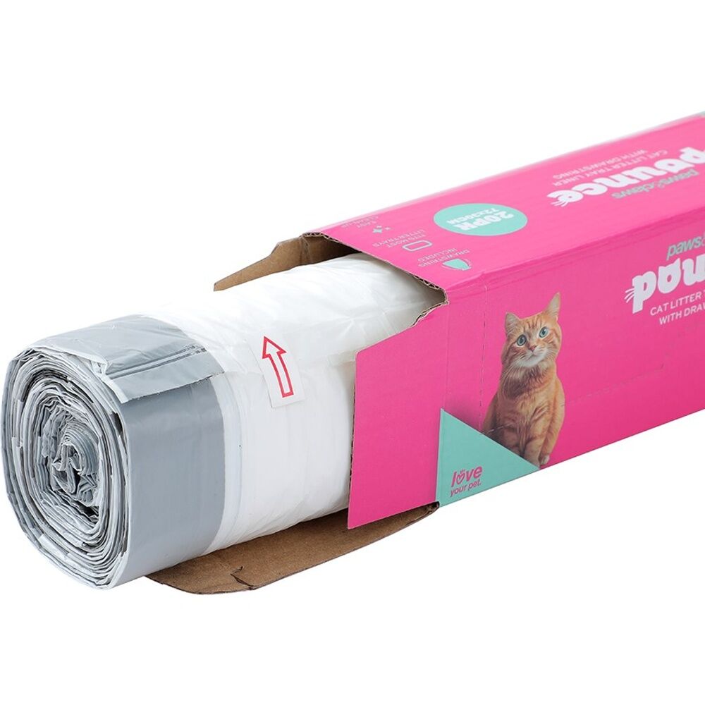 Paws and Claws Pounce Pet Cat Litter Tray Liner Drawstring 72x30cm (20 Pieces) — image 3