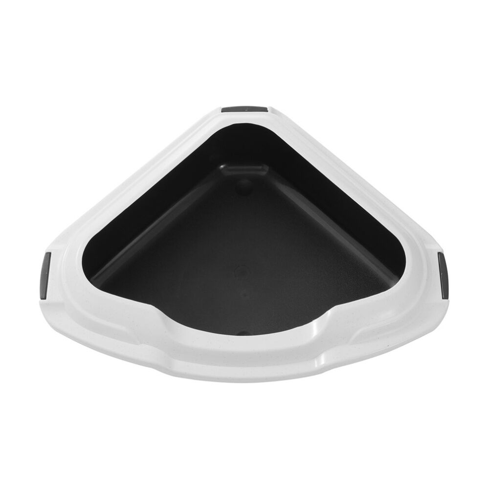 Paws and Claws Pounce Corner Litter Tray Rim - Durable Plastic Cat Litter Box With Raised Edge And Handles - 56x43x14cm - Black Base White Rim. — image 7