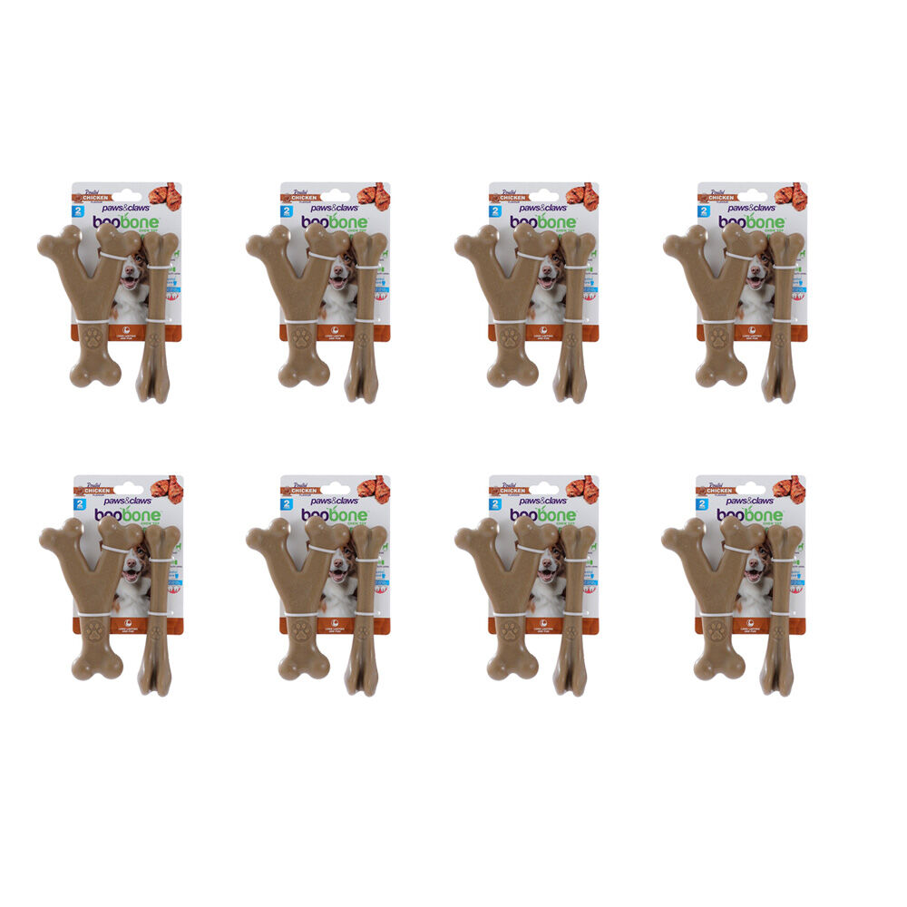 Paws and Claws 2pc Paws And Claws Pet Dog Cat Boobone Bone Wish Chew Toys Assorted (8 Pack)
