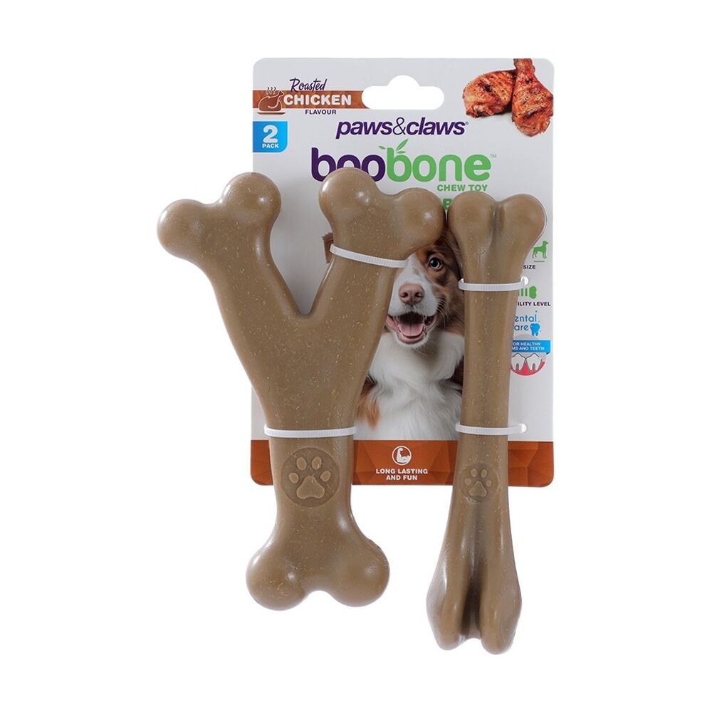 Paws and Claws Pet Dog Cat Boobone Bone Wish Chew Toys Assorted (2 Pieces)