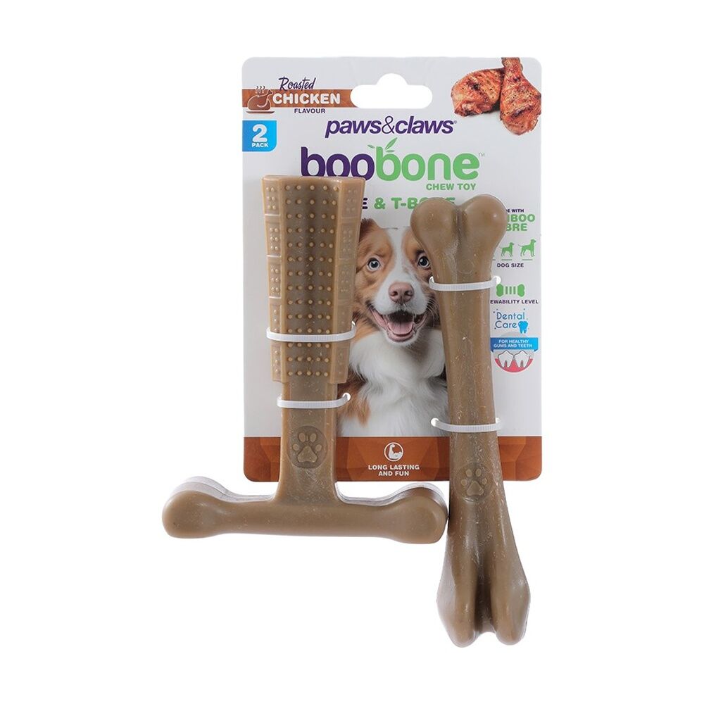 Paws and Claws 2pc Paws And Claws Pet Dog Cat Boobone Bone T Chew Toys Assorted (8 Pack) — image 2