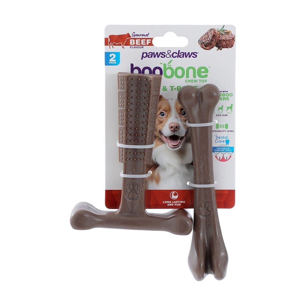 Paws and Claws 2pc Paws And Claws Pet Dog Cat Boobone Bone T Chew Toys Assorted (8 Pack) — image 5