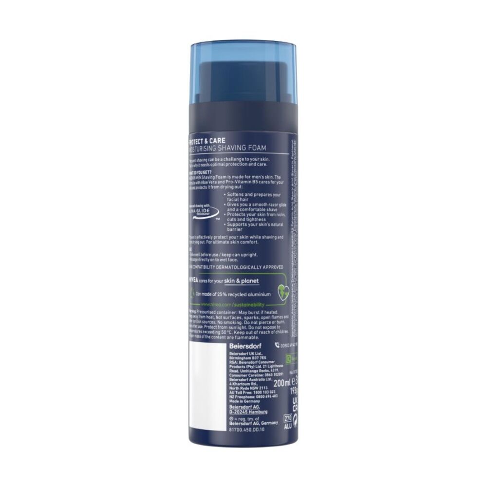 Nivea 200mL Shaving Foam Men Protect And Care Moisturising With Aloe Vera 200mL — image 2