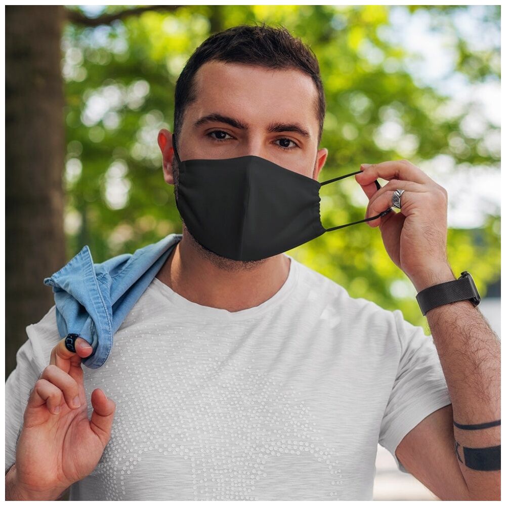 Annabel Trends Reusable Contoured Face Mask w/ Adjustable Ear Straps Black (3 Pack) — image 7