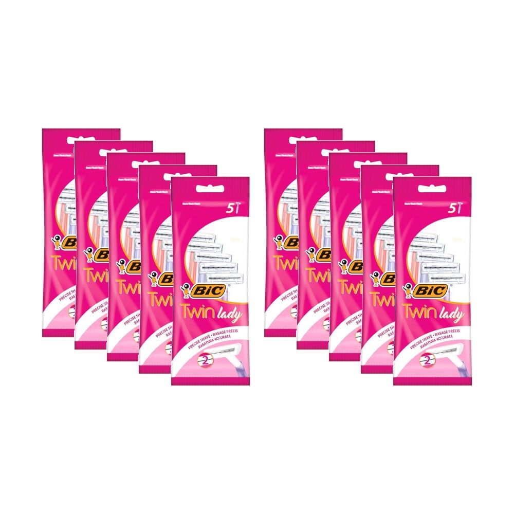Bic 5pc BIC Twin Blade Lady Sensitive Razors Reusable Multicolour (10 Pack)