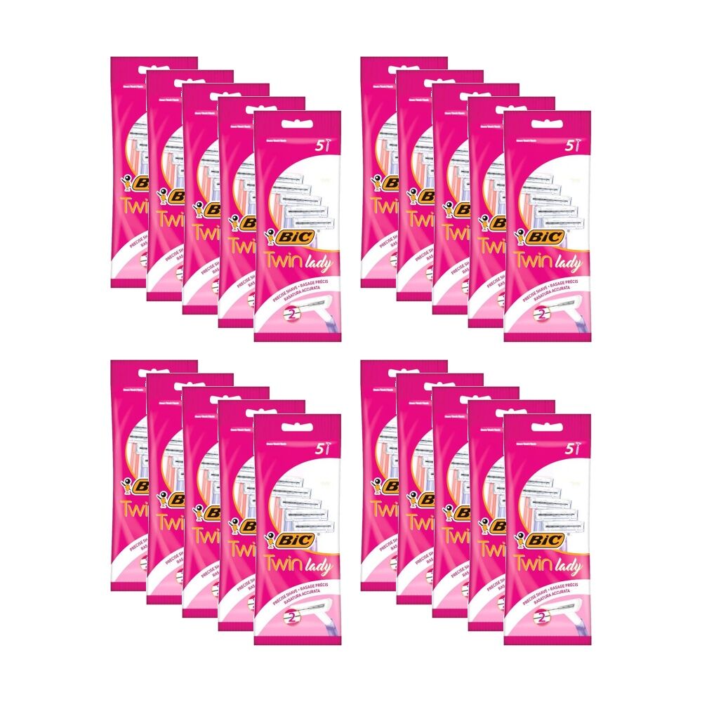 Bic 5pc BIC Twin Blade Lady Sensitive Razors Reusable Multicolour (20 Pack)