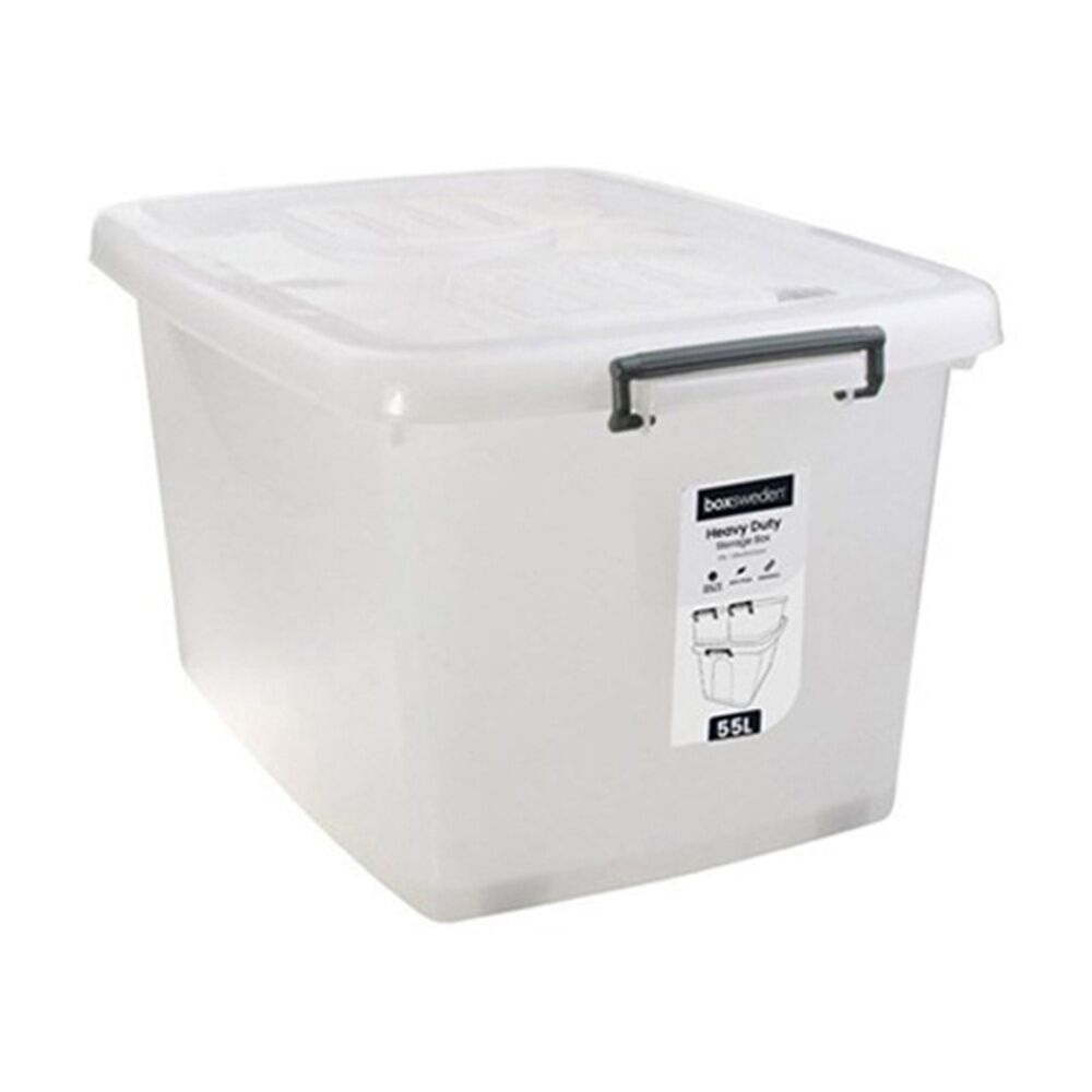 Boxsweden Heavy Duty Organisation Storage Box w/ Wheels White 55L (2 Pack) — image 2