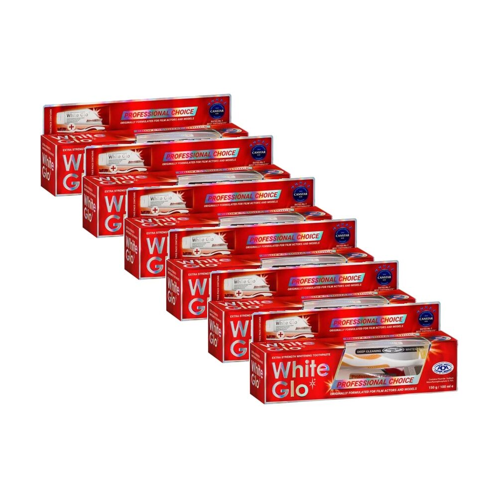 White Glo Professional Choice Toothbrush & Toothpaste Set 150g (6 Pack)
