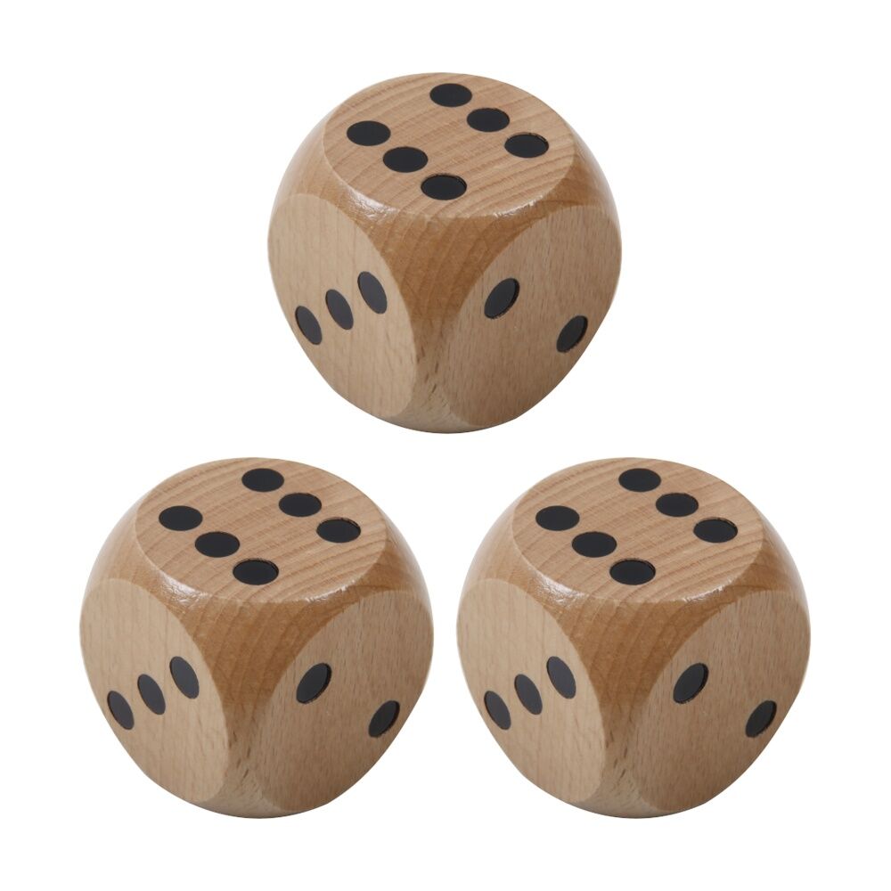 Vivaio Wooden Dice Natural Wood Educational Math Toy w/ Dots 3y+ Brown (3 Pack)