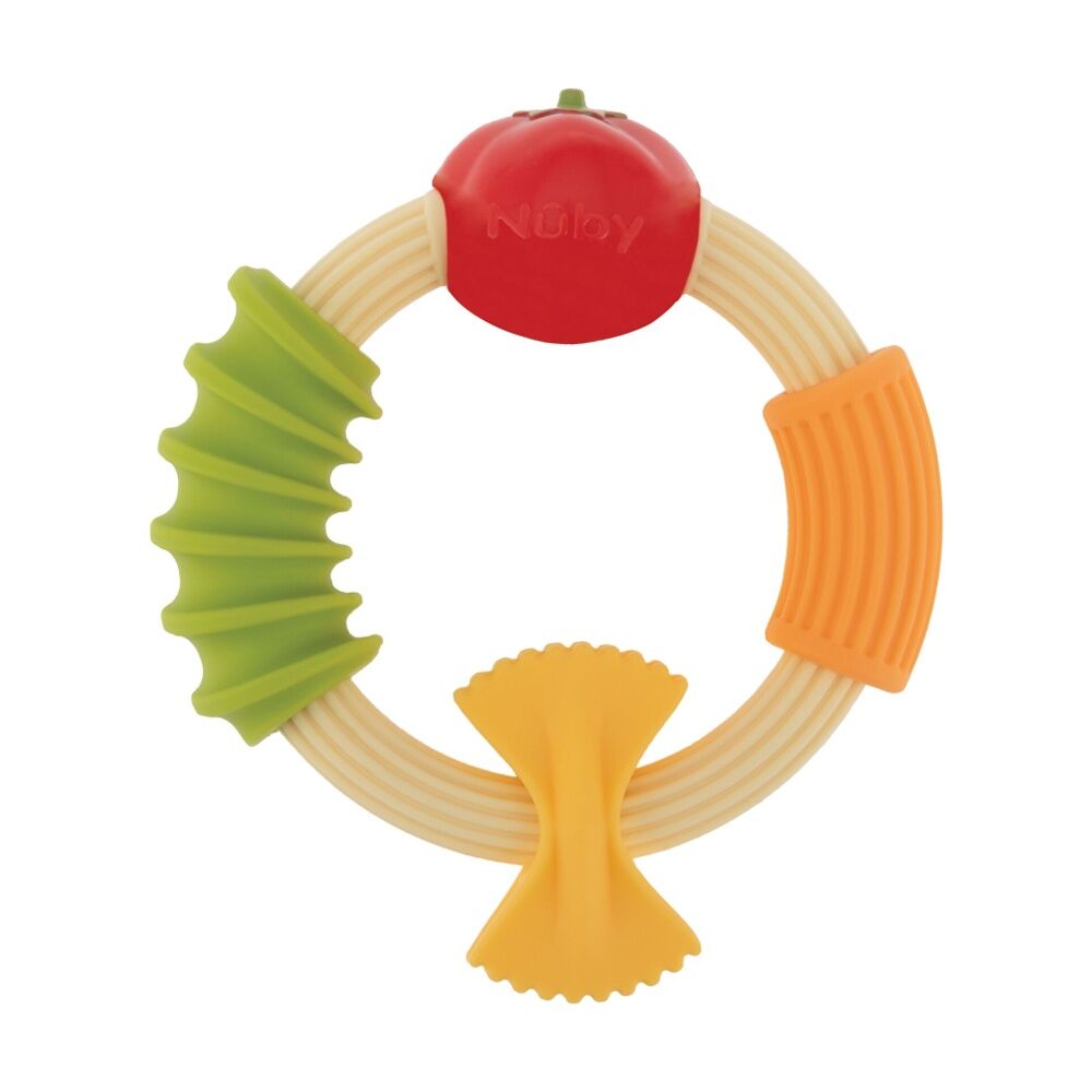 Nuby 3pc Pasta Ring Teether Soft Silicone Textured Shapes Baby Teething — image 3