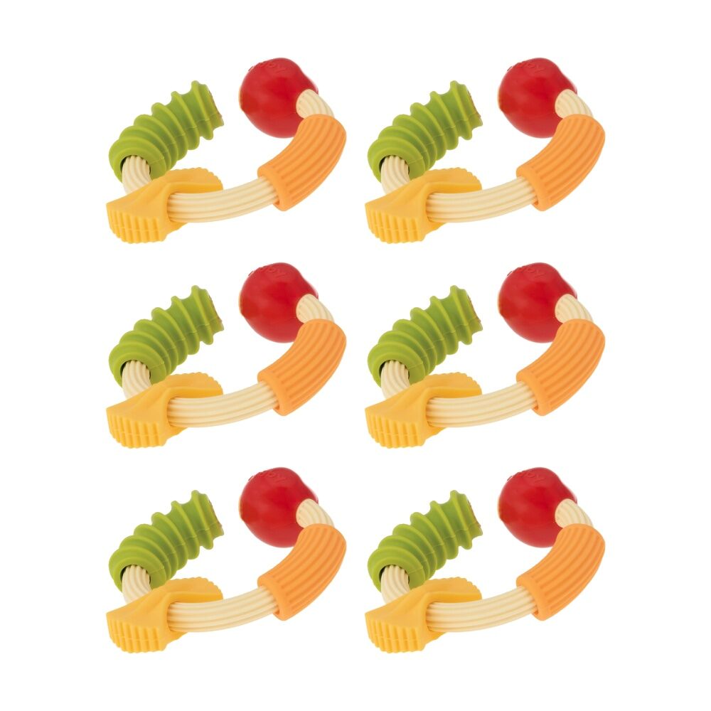Nuby 6pc Pasta Ring Teether Soft Silicone Textured Shapes Baby Teething