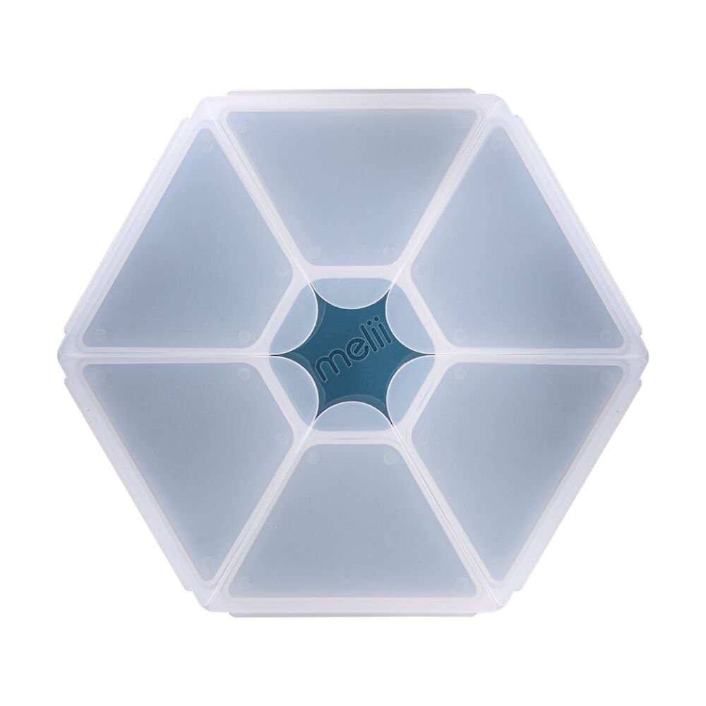 Melii Kids 6 Compartment Hexagon Snackle Lunch Box Container Blue 798ml (2 Pack) — image 2