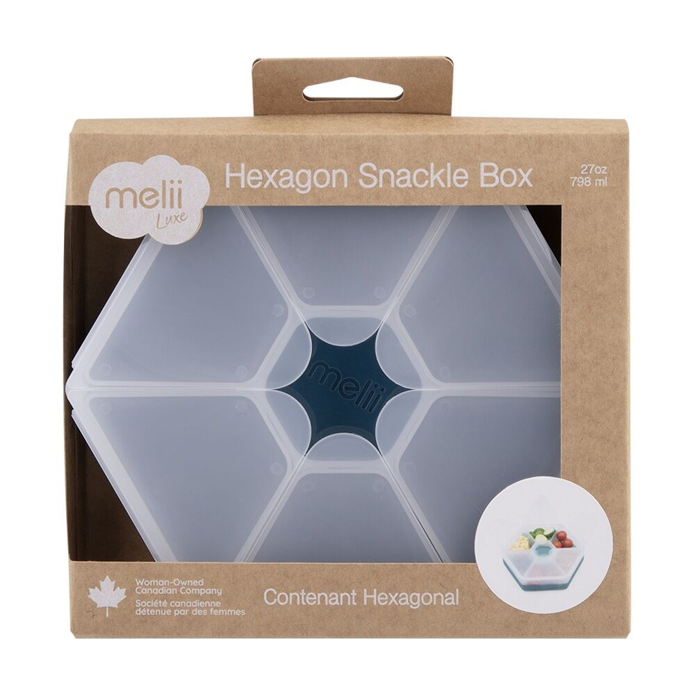 Melii Kids 6 Compartment Hexagon Snackle Lunch Box Container Blue 798ml (2 Pack) — image 4