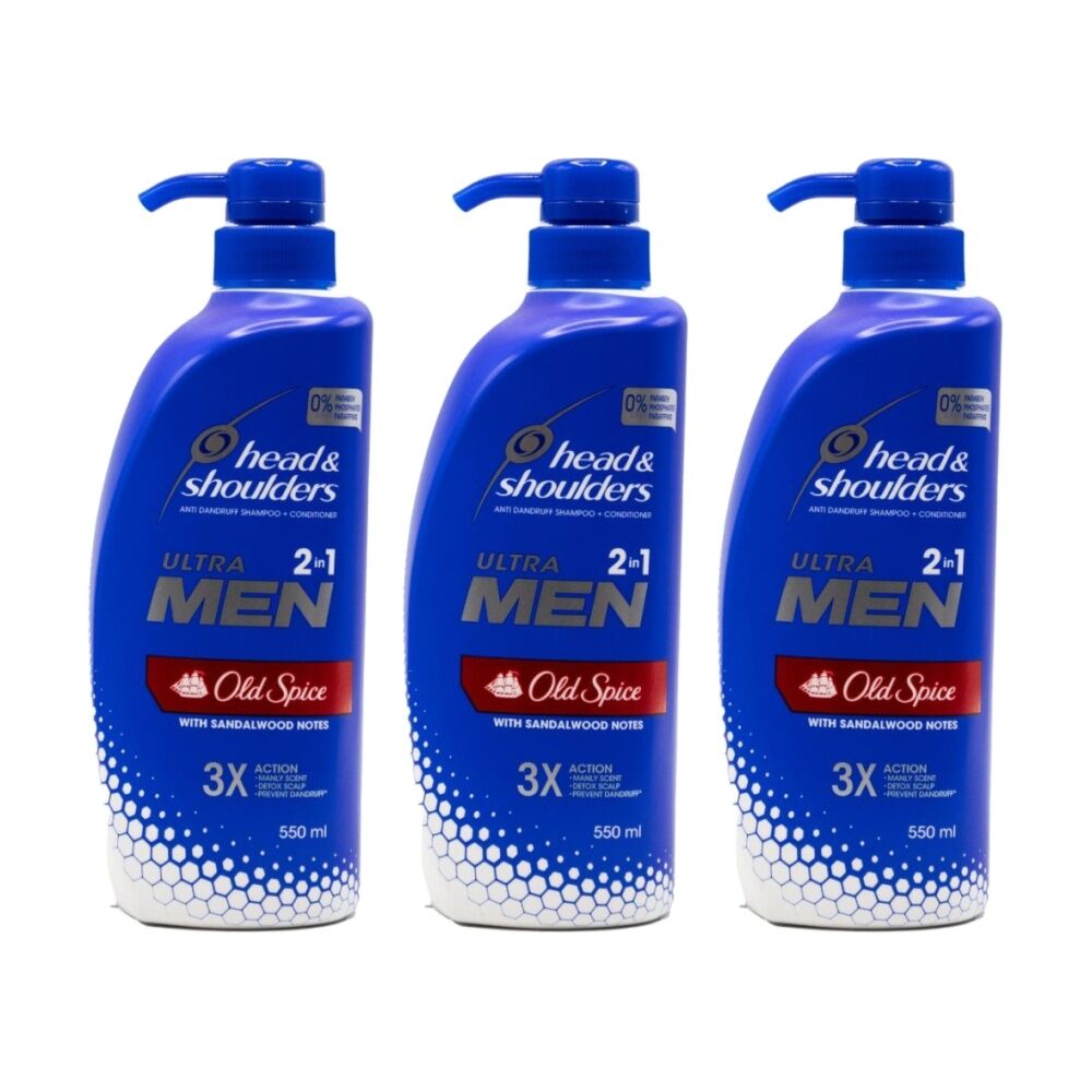 Head & Shoulders Ultra Men 2 In 1 Anti Dandruff Shampoo Conditioner 550ml (3 Pack)