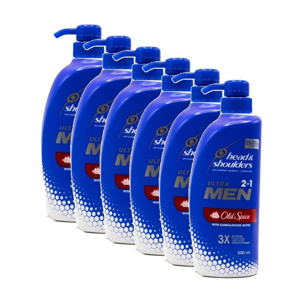 Head & Shoulders Ultra Men 2 In 1 Anti Dandruff Shampoo Conditioner 550ml (6 Pack)