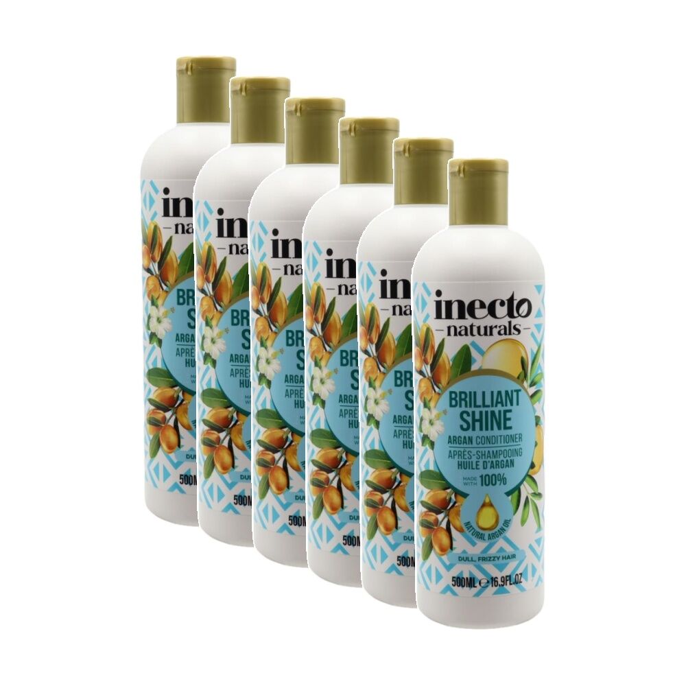 Inecto Naturals Brilliant Shine Argan Oil Conditioner Dull/Frizzy Hair 500mL (6 Pack)