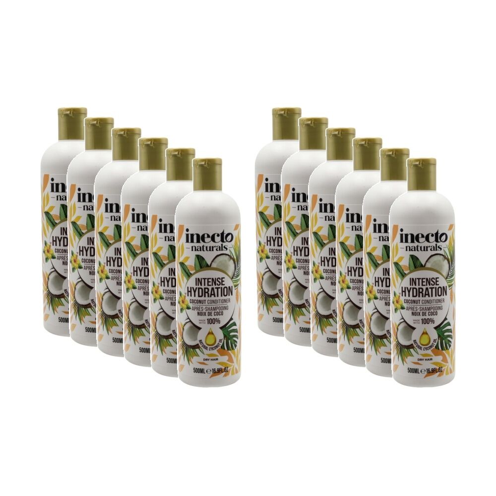 Inecto Naturals Intense Hydration Coconut Oil Conditioner Dry Hair 500mL (12 Pack)