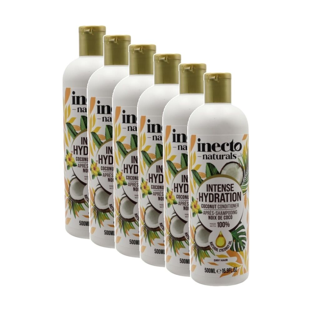 Inecto Naturals Intense Hydration Coconut Oil Conditioner For Dry Hair 500mL (6 Pack)