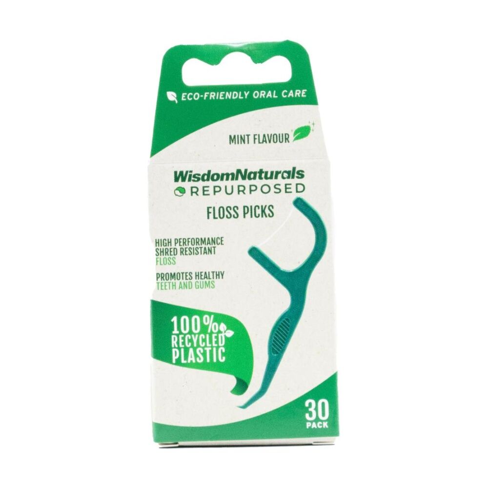 Wisdom 30pc Wisdom Naturals Recycled Plastic Dental Floss Picks Set Green (20 Pack) — image 2