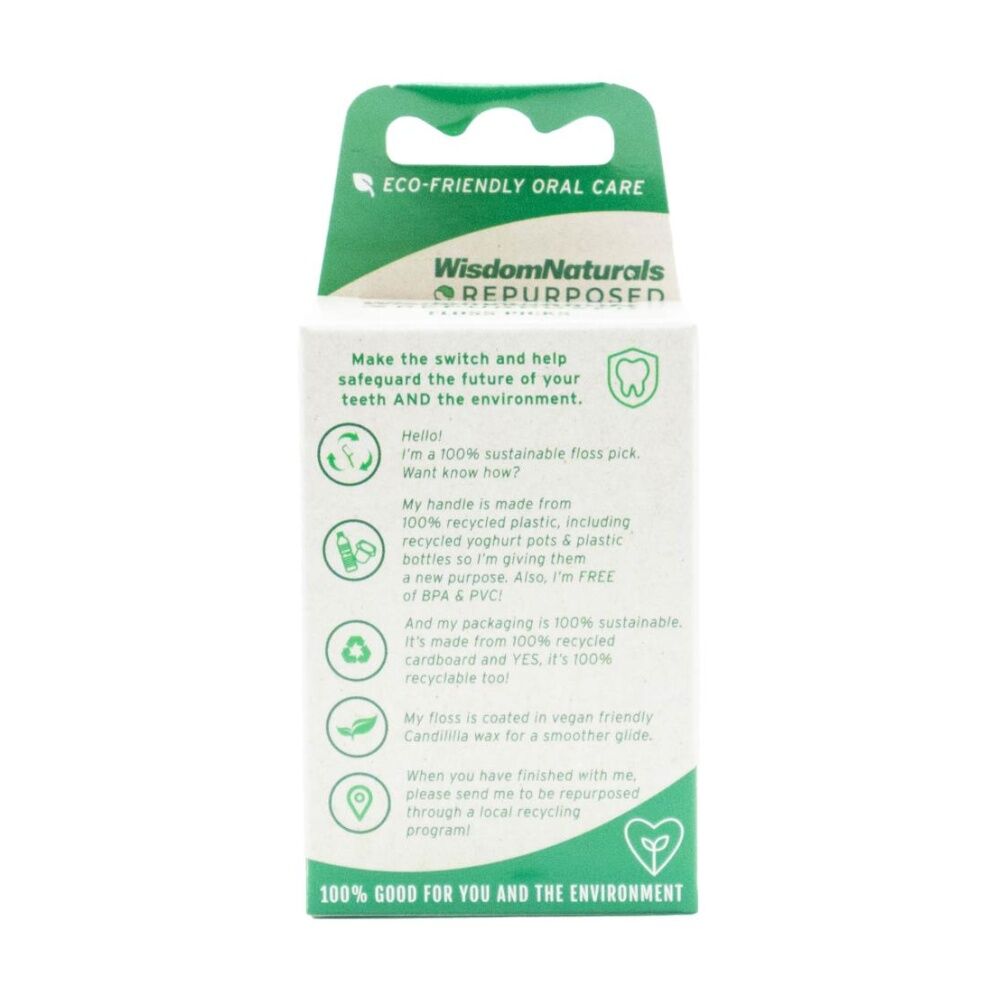 Wisdom 30pc Wisdom Naturals Recycled Plastic Dental Floss Picks Set Green (20 Pack) — image 3